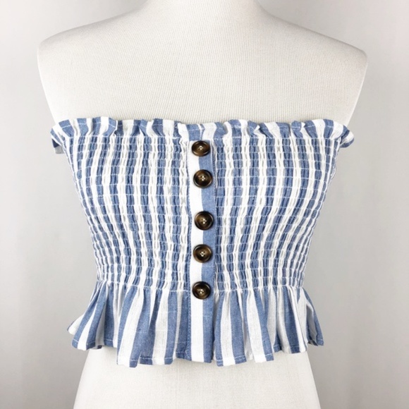 NWOT SHEIN Shirred Ruffle Hem Strapless Top & Pants Set - Picture 5 of 15